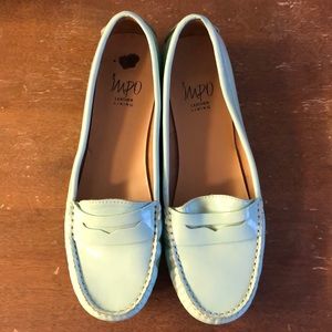 Pastel green slip on shoes